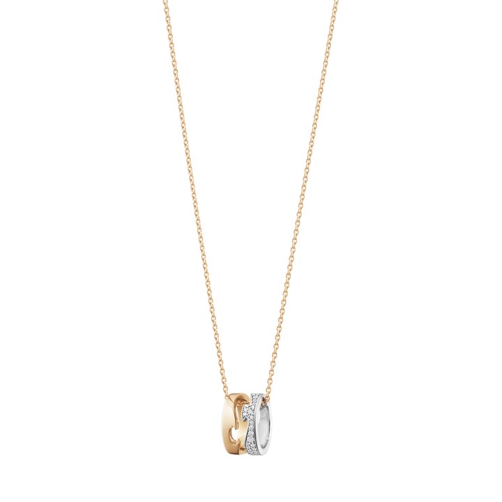FUSION OPEN Pendant Rose gold White gold PAVÉ 0.22 CT in the group Necklaces / Diamond Necklaces at SCANDINAVIAN JEWELRY DESIGN (20000963)