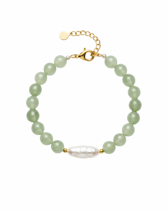 Aura Pearl Aventurine Bracelet Gold in the group Bracelets / Gold Bracelets at SCANDINAVIAN JEWELRY DESIGN (05921G)