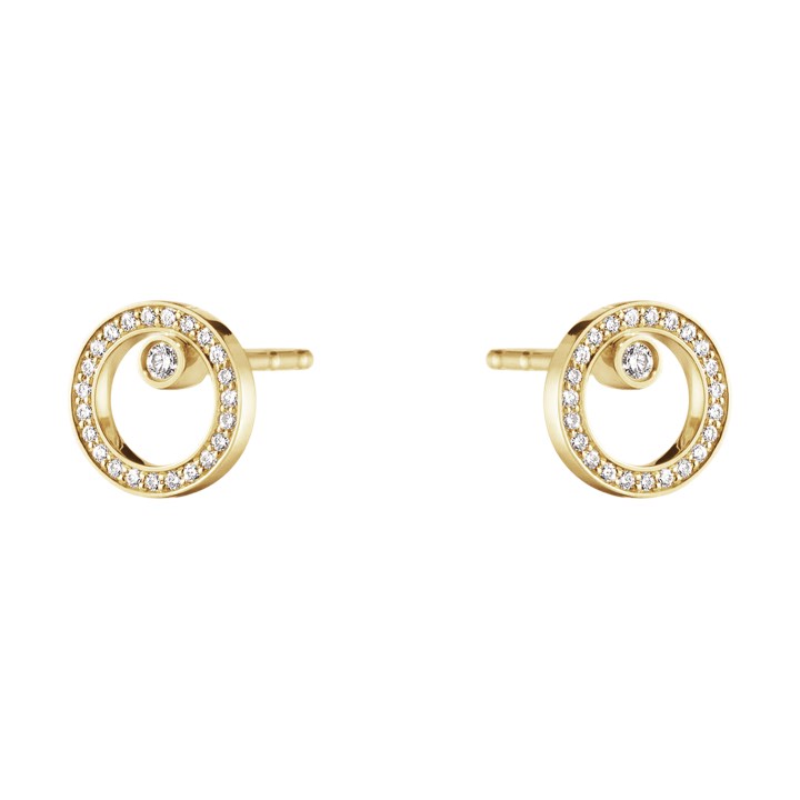 HALO Earring Gold Diamonds PAVE 0.12 ct in the group Earrings / Diamond Earrings at SCANDINAVIAN JEWELRY DESIGN (10014063)
