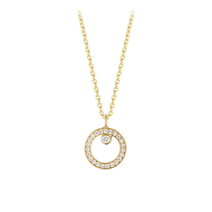 HALO Pendant Gold Diamonds PAVE 0.06 ct in the group Necklaces / Diamond Necklaces at SCANDINAVIAN JEWELRY DESIGN (10014138)