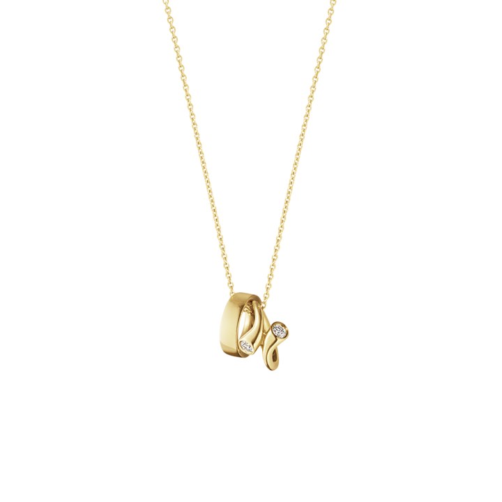MAGIC CHARM Pendant Gold 2 DiamondsS 0.06 ct in the group Necklaces / Diamond Necklaces at SCANDINAVIAN JEWELRY DESIGN (10015095)