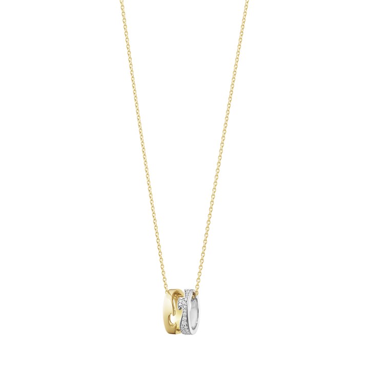 FUSION OPEN Pendant Gold White gold PAVÉ 0.22 CT in the group Necklaces / Diamond Necklaces at SCANDINAVIAN JEWELRY DESIGN (10016423)