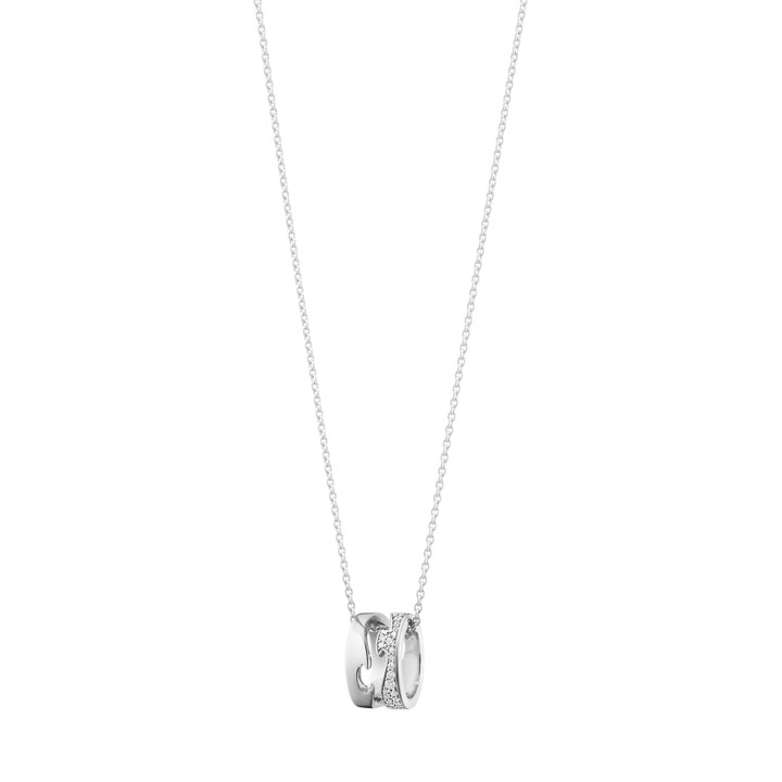 FUSION OPEN Pendant White gold PAVÉ 0.22 CT in the group Necklaces / Diamond Necklaces at SCANDINAVIAN JEWELRY DESIGN (10016424)