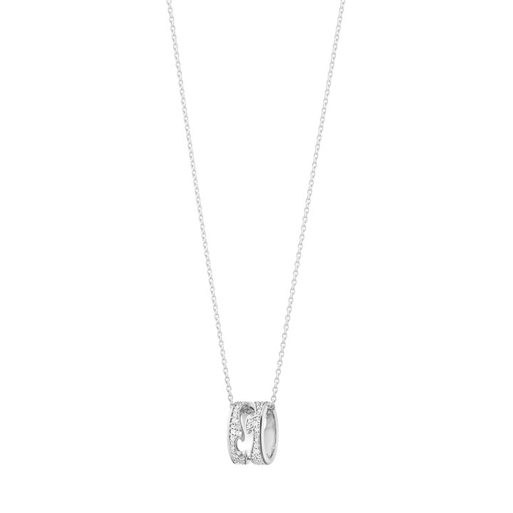FUSION OPEN Pendant White gold FULL PAVÉ 0.43 CT in the group Necklaces / Diamond Necklaces at SCANDINAVIAN JEWELRY DESIGN (10016425)