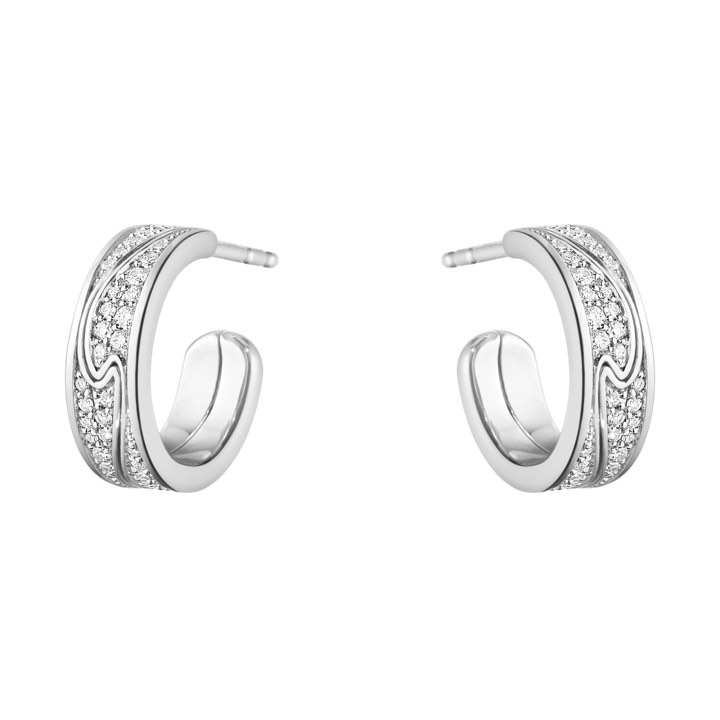FUSION SMALL Earring White gold FULL PAVÉ 0.33 CT in the group Earrings / Diamond Earrings at SCANDINAVIAN JEWELRY DESIGN (10016435)