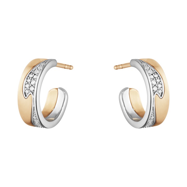 FUSION SMALL Earring Rose gold White gold PAVÉ 0.18 CT in the group Earrings / White Gold Earrings at SCANDINAVIAN JEWELRY DESIGN (10018753)