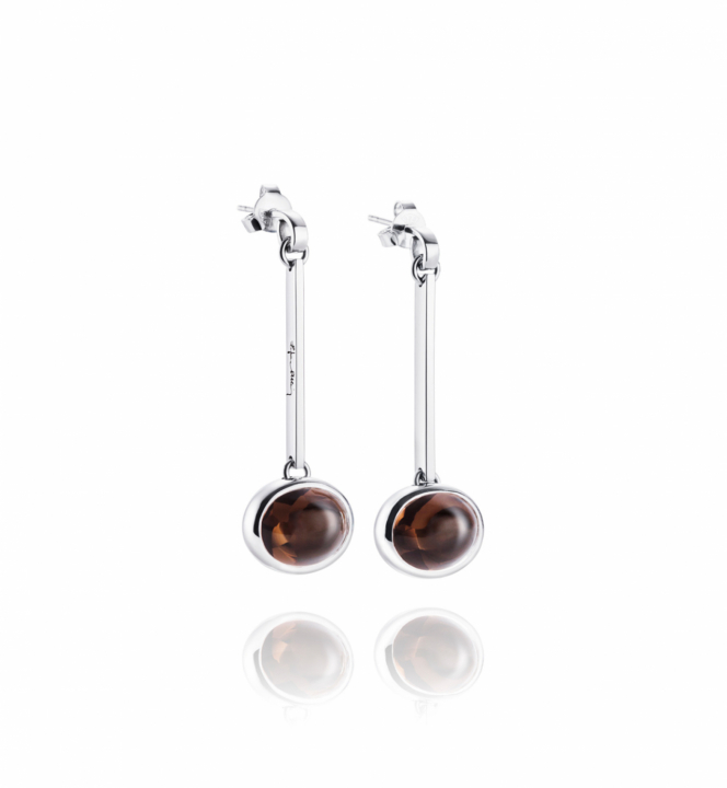 Swinging Love Beads - Smokey Quartz earring Silver in the group Earrings / Silver Earrings at SCANDINAVIAN JEWELRY DESIGN (12-100-00460-0000)