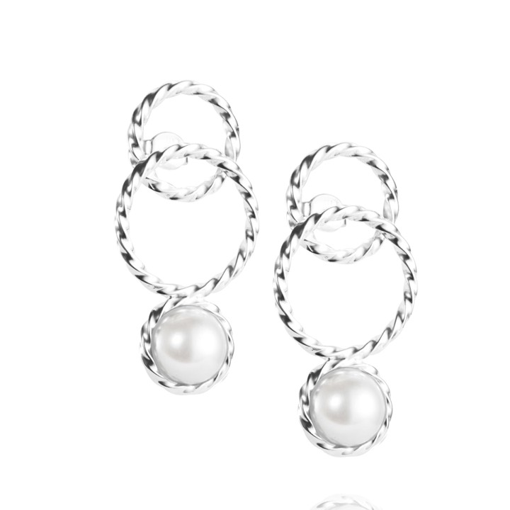 Twisted Orbit - Pearl Earring Silver in the group Last Chance / Earrings at SCANDINAVIAN JEWELRY DESIGN (12-100-01538-0000)