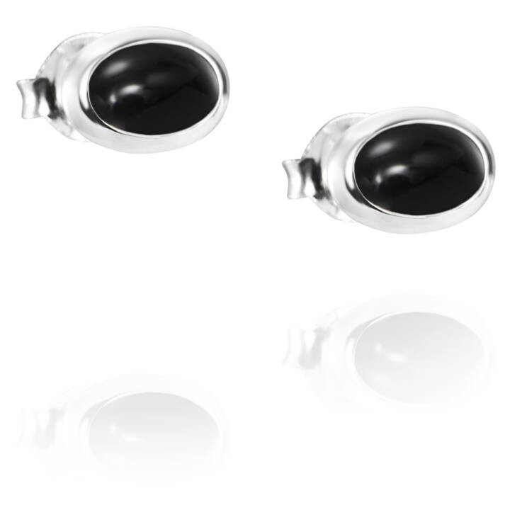 Love Bead Silver - Onyx Earring Silver in the group Earrings / Silver Earrings at SCANDINAVIAN JEWELRY DESIGN (12-100-01574-0000)