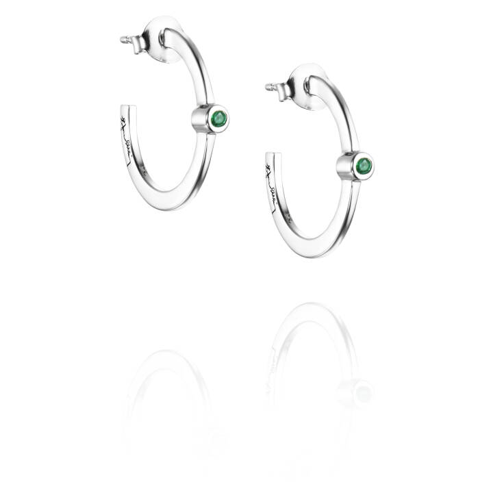 Micro Blink Hoops - Green Emerald Earring Silver in the group Earrings / Silver Earrings at SCANDINAVIAN JEWELRY DESIGN (12-100-01895-0000)