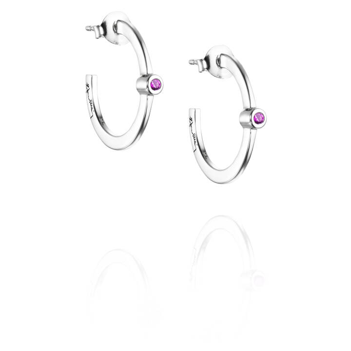 Micro Blink Hoops - Pink Sapphire Earring Silver in the group Earrings / Silver Earrings at SCANDINAVIAN JEWELRY DESIGN (12-100-01896-0000)