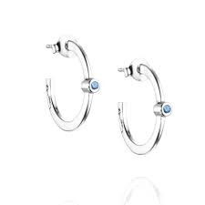 Micro Blink Hoops Earrings - Blue Topaz Silver in the group Earrings / Silver Earrings at SCANDINAVIAN JEWELRY DESIGN (12-100-02422-0000)