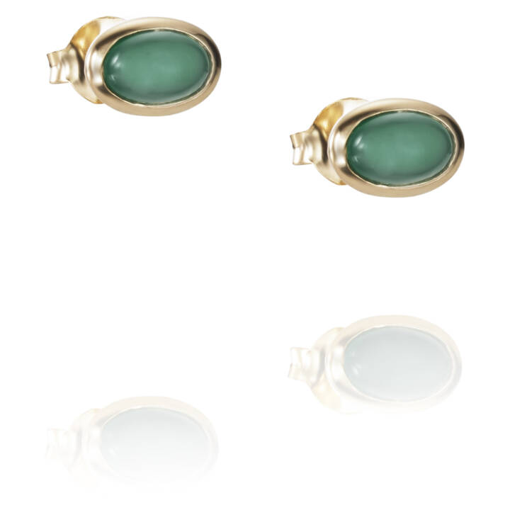 Love Bead - Green Agate Earring Gold in the group Earrings / Gold Earrings at SCANDINAVIAN JEWELRY DESIGN (12-101-01453-0000)