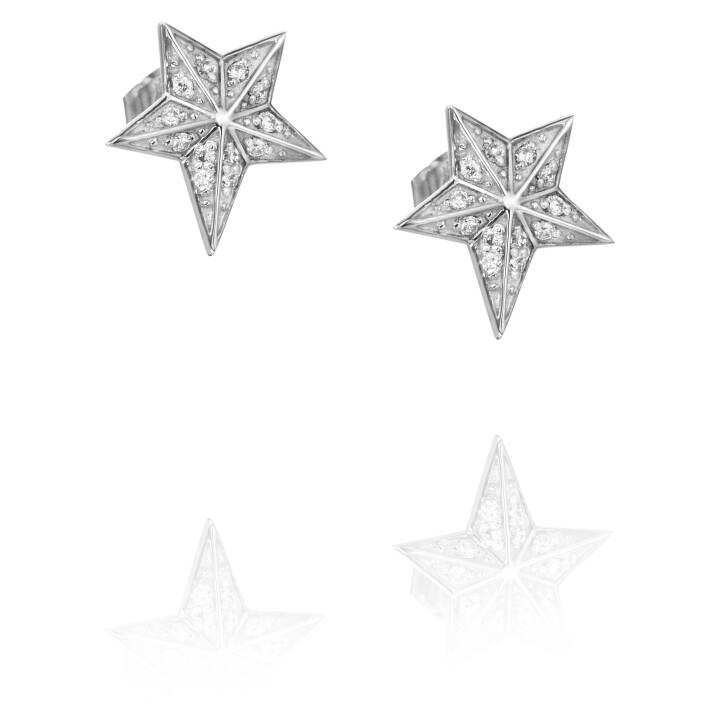 Catch A Falling Star & Stars Earring White gold in the group Earrings / White Gold Earrings at SCANDINAVIAN JEWELRY DESIGN (12-102-01406-0000)