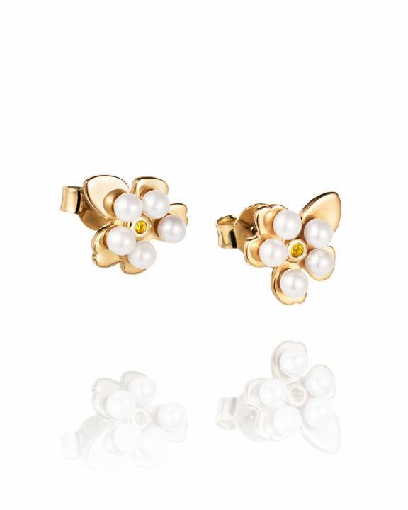 Förgätmigej Earrings Goldplated Silver in the group Earrings / Pearl Earrings at SCANDINAVIAN JEWELRY DESIGN (12-108-02343-0000)