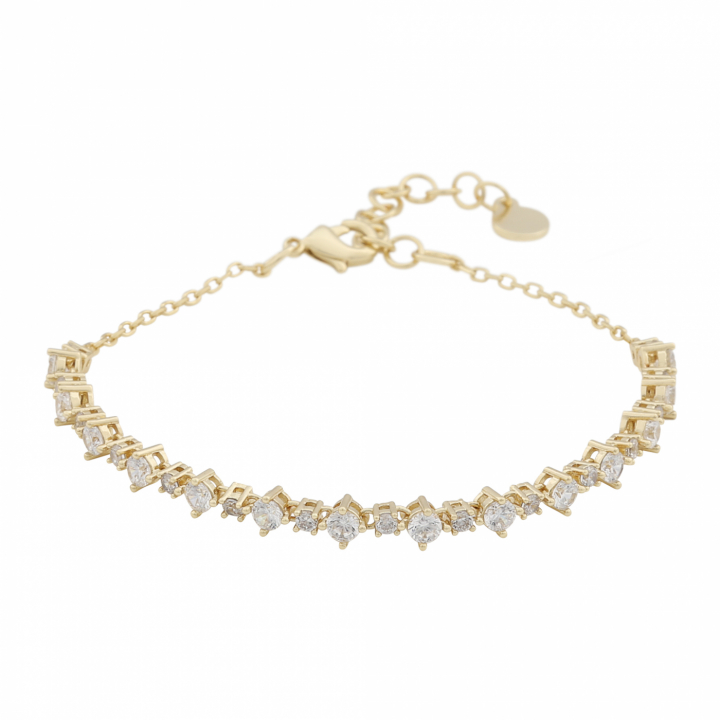 Copenhagen small stone brace Gold/clear-Onesize in the group Bracelets / Gold Bracelets at SCANDINAVIAN JEWELRY DESIGN (1269-3500-251-ONE)