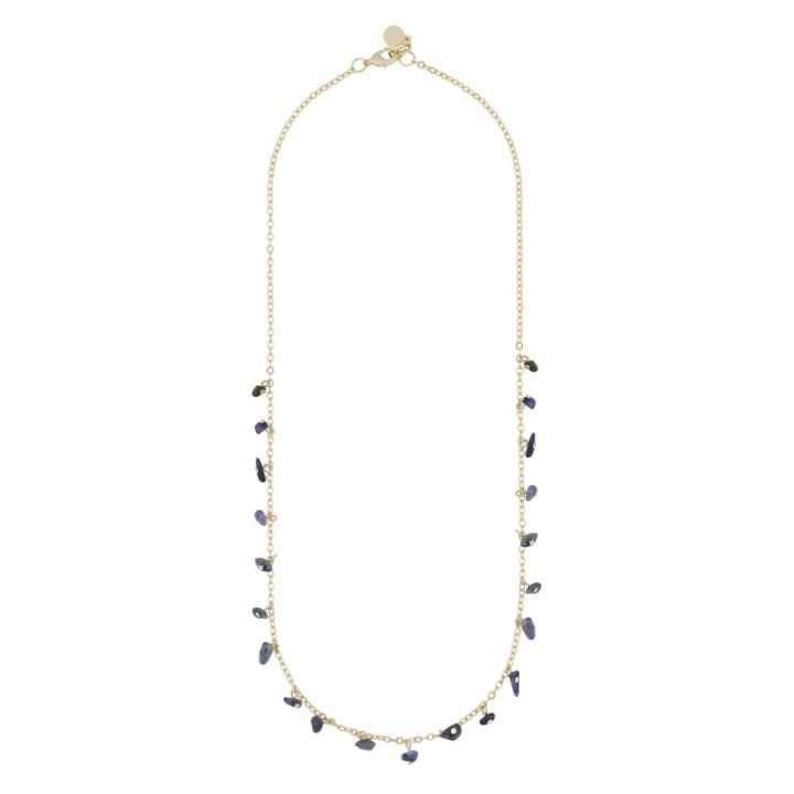 Capri stone charm neck gold blue 45 cm in the group Necklaces / Gold Necklaces at SCANDINAVIAN JEWELRY DESIGN (1274-0245-185-45)