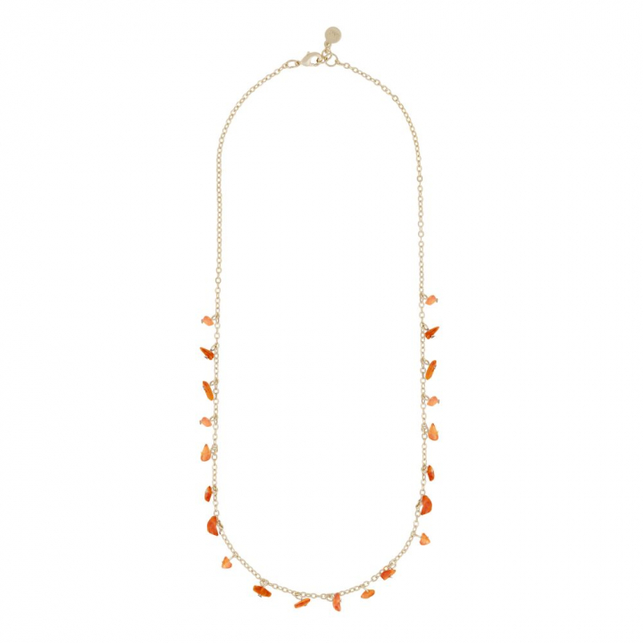 Capri stone charm neck gold orange 45 cm in the group Necklaces / Gold Necklaces at SCANDINAVIAN JEWELRY DESIGN (1274-0245-381-45)