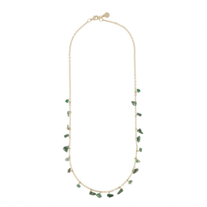 Capri stone charm neck gold green 45 cm in the group Necklaces / Gold Necklaces at SCANDINAVIAN JEWELRY DESIGN (1274-0245-397-45)