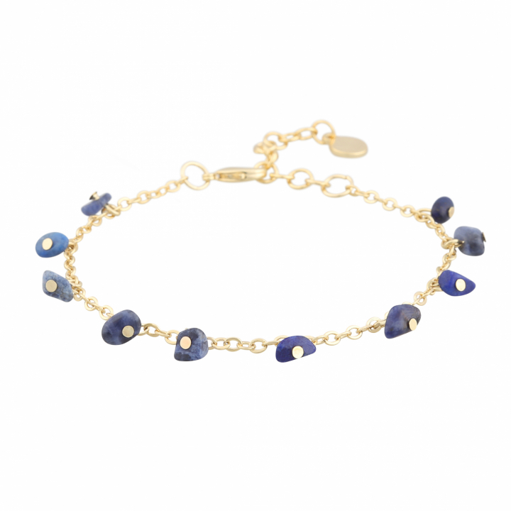 Capri stone charm brace gold blue in the group Bracelets / Gold Bracelets at SCANDINAVIAN JEWELRY DESIGN (1274-3300-185-ONE)