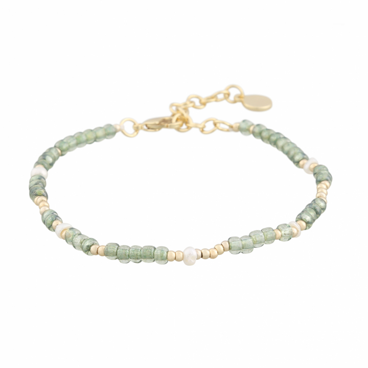 Capri pearl brace gold green in the group Bracelets / Gold Bracelets at SCANDINAVIAN JEWELRY DESIGN (1274-3400-397-ONE)