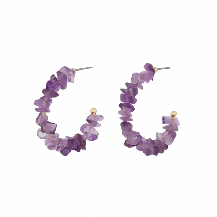 Capri oval ear gold purple in the group Earrings / Gold Earrings at SCANDINAVIAN JEWELRY DESIGN (1274-6200-356-ONE)