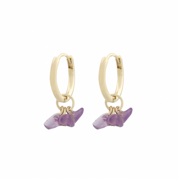 Capri ring pendant ear gold purple in the group Earrings / Gold Earrings at SCANDINAVIAN JEWELRY DESIGN (1274-6300-356-ONE)