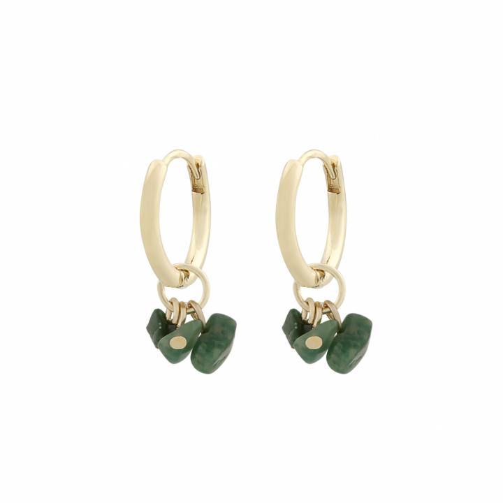 Capri ring pendant ear gold green in the group Earrings / Gold Earrings at SCANDINAVIAN JEWELRY DESIGN (1274-6300-397-ONE)