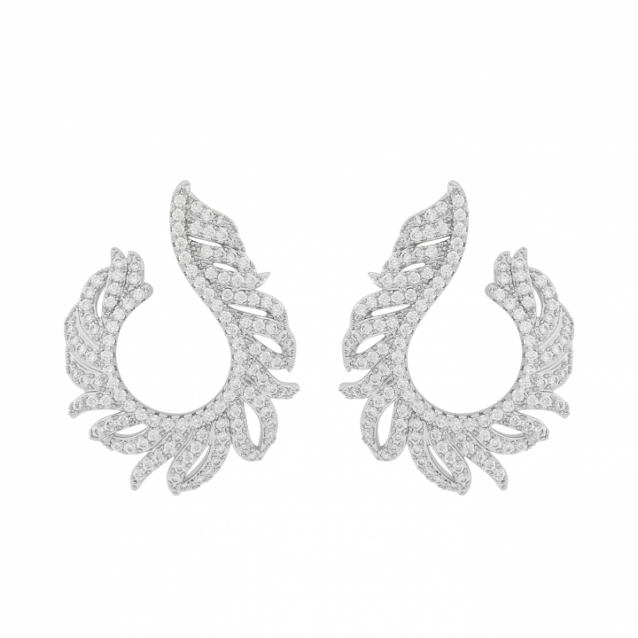 North loop ear Silver/clear-Onesize in the group Earrings / Silver Earrings at SCANDINAVIAN JEWELRY DESIGN (1289-7600-012-ONE)