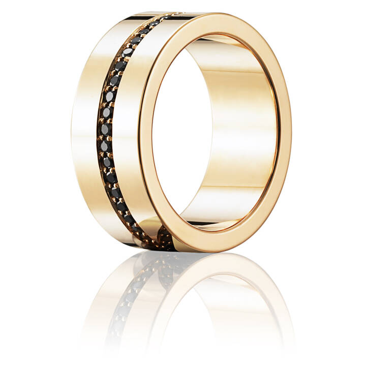 Wide & Black Stars Ring Gold in the group Rings / Engagement & Wedding Rings at SCANDINAVIAN JEWELRY DESIGN (13-101-01005)