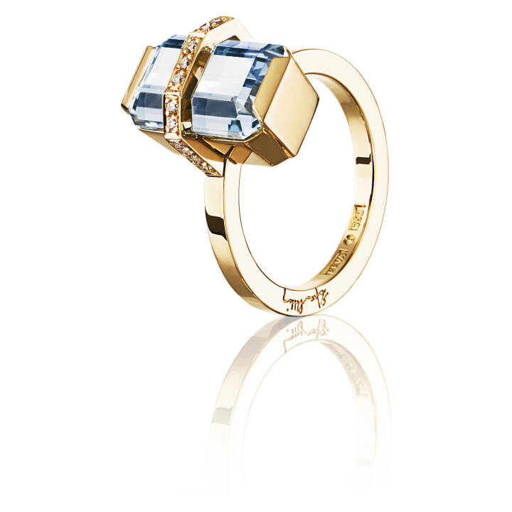 Little Bend Over - Aquamarine Ring Gold in the group Rings / Gold Rings at SCANDINAVIAN JEWELRY DESIGN (13-101-01043)