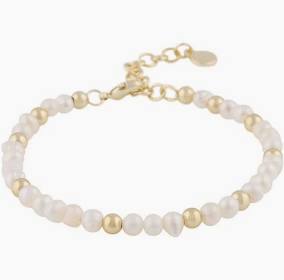 Julie small brace Gold white in the group Bracelets / Gold Bracelets at SCANDINAVIAN JEWELRY DESIGN (1311-3200-362)