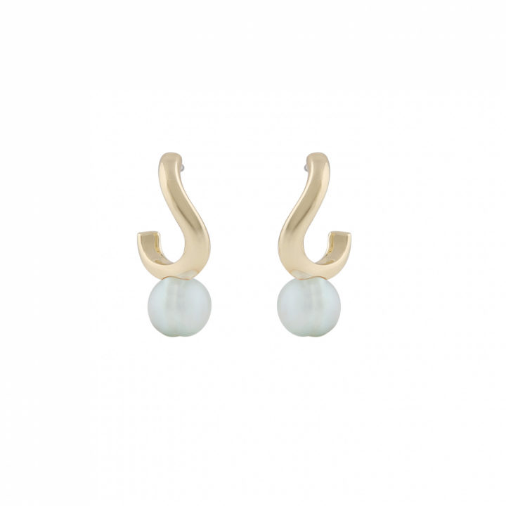 Julie small ear Gold light blue in the group Earrings / Gold Earrings at SCANDINAVIAN JEWELRY DESIGN (1311-6400-378)