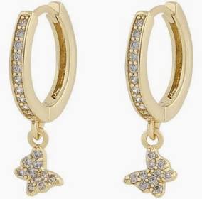 Vega ring pendant ear Gold clear in the group Earrings / Gold Earrings at SCANDINAVIAN JEWELRY DESIGN (1313-6400-251)