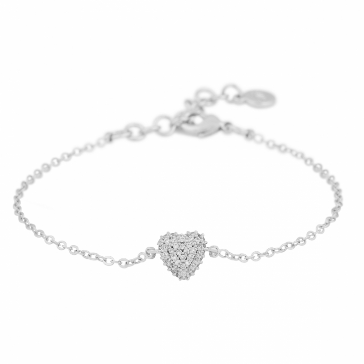 Stina heart chain brace Silver in the group Bracelets / Silver Bracelets at SCANDINAVIAN JEWELRY DESIGN (1336-3700-012)