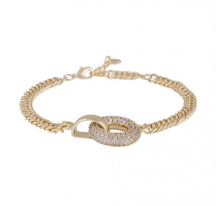 Liz big double ring crystal brace gold in the group Bracelets / Gold Bracelets at SCANDINAVIAN JEWELRY DESIGN (1359-3100-251)