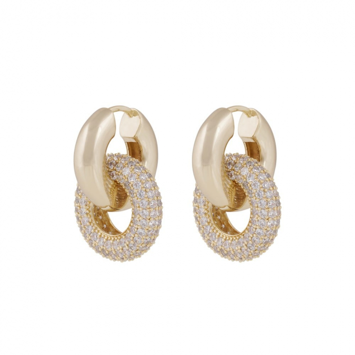Liz double ring crystal Earrings Gold in the group Earrings / Gold Earrings at SCANDINAVIAN JEWELRY DESIGN (1359-6200-251)
