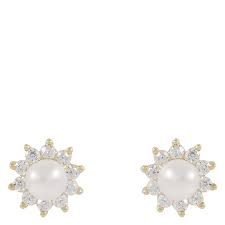 Line pearl Earrings Gold in the group Earrings / Pearl Earrings at SCANDINAVIAN JEWELRY DESIGN (1360-6600-362)