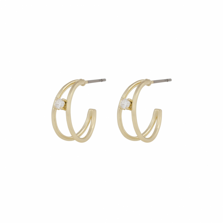 Lorrie small crystal double Earrings Gold in the group Earrings / Gold Earrings at SCANDINAVIAN JEWELRY DESIGN (1397-6400-251)