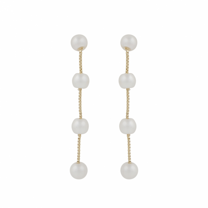 Karan chain Earrings Gold in the group Earrings / Pearl Earrings at SCANDINAVIAN JEWELRY DESIGN (1399-6600-362)