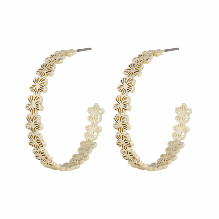 Flora daisy oval Earrings Gold in the group Earrings / Gold Earrings at SCANDINAVIAN JEWELRY DESIGN (1400-7100-257)