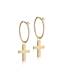 GT Ear Ring 14 mm, Pendant Cross 11 mm in the group Earrings / Gold Earrings at SCANDINAVIAN JEWELRY DESIGN (15-1352-8600)