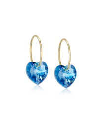 GT Ear Ring 14 mm, Heart 10 mm, Aquamarine in the group Earrings / Gold Earrings at SCANDINAVIAN JEWELRY DESIGN (15-1355-05)