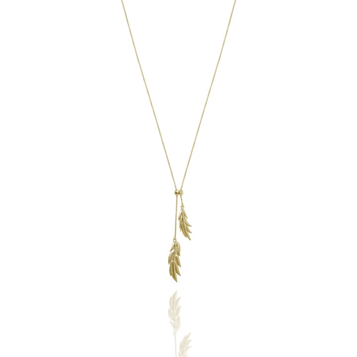 Feather/Leaf double Necklaces Gold in the group Necklaces / Gold Necklaces at SCANDINAVIAN JEWELRY DESIGN (1521121001)