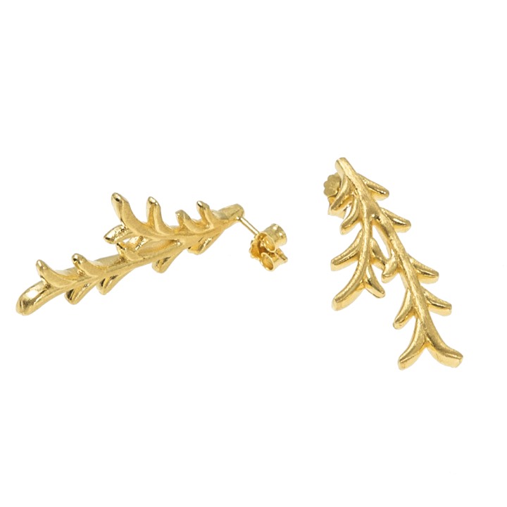 Tree twig Earring Gold in the group Earrings / Gold Earrings at SCANDINAVIAN JEWELRY DESIGN (1521421002)