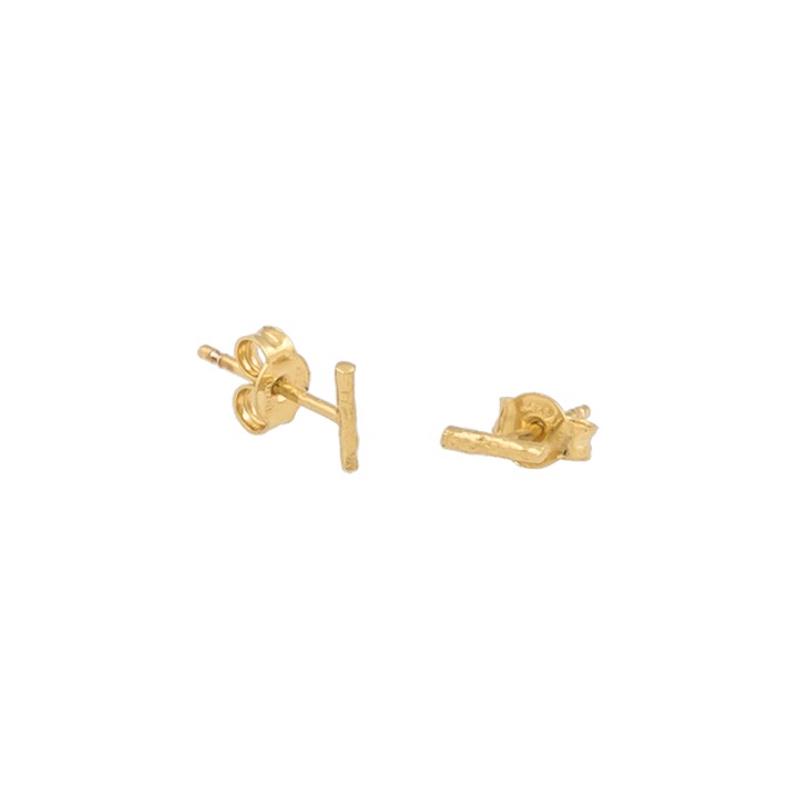 Wood small Earring Gold in the group Earrings / Gold Earrings at SCANDINAVIAN JEWELRY DESIGN (1626421002)