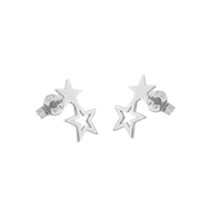 Double star Earring Silver in the group Earrings / Silver Earrings at SCANDINAVIAN JEWELRY DESIGN (1711411001)