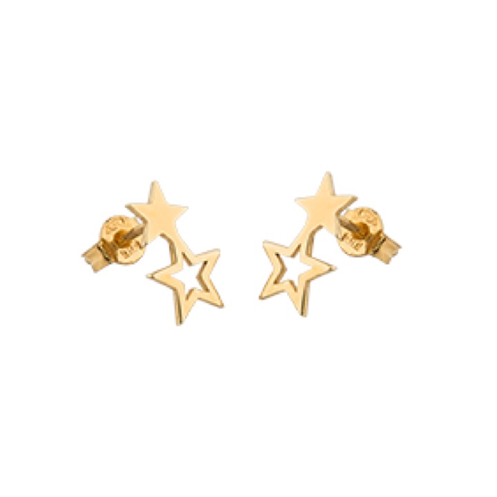 Double star Earring Gold in the group Earrings / Gold Earrings at SCANDINAVIAN JEWELRY DESIGN (1711421001)