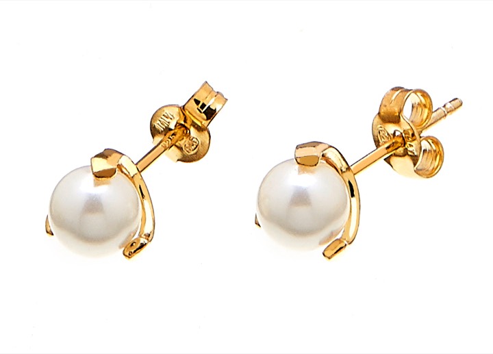 Pearl stud Earring Gold in the group Earrings / Pearl Earrings at SCANDINAVIAN JEWELRY DESIGN (1813422002)