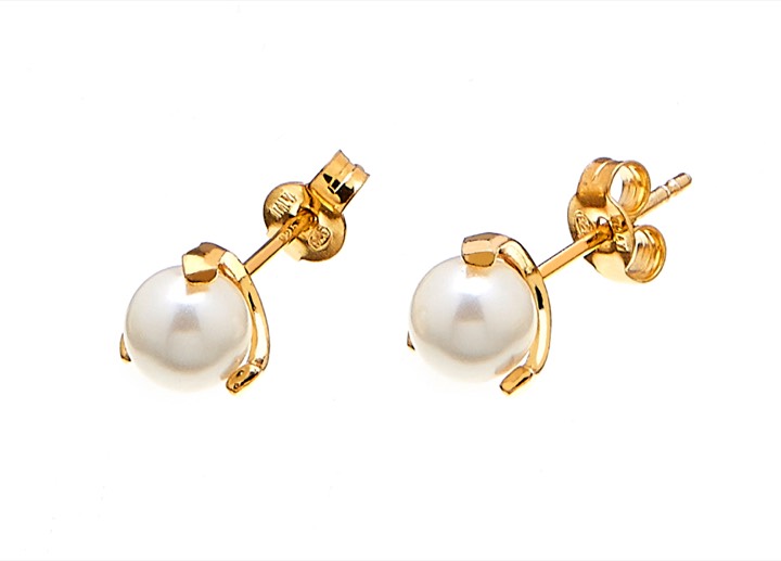 Pearl small stud Earring Gold in the group Earrings / Pearl Earrings at SCANDINAVIAN JEWELRY DESIGN (1816422003)